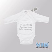 VIB® - Rompertje Luxe Katoen - Remove Baby before washing (Wit) - Babykleertjes - Baby cadeau