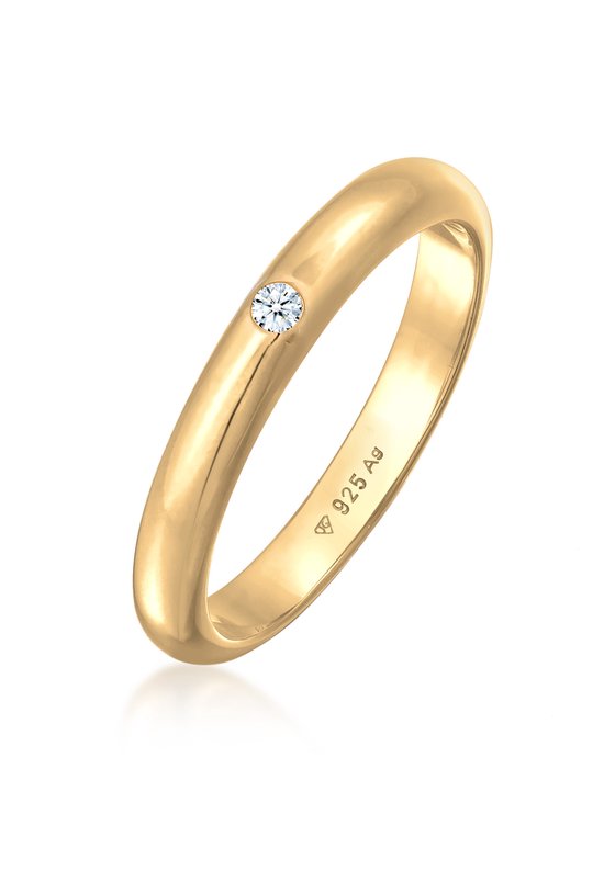 Elli PREMIUM Dames Ring Dames eenzaam klassiek met diamant (0.03 ct.) in 925 sterling zilver