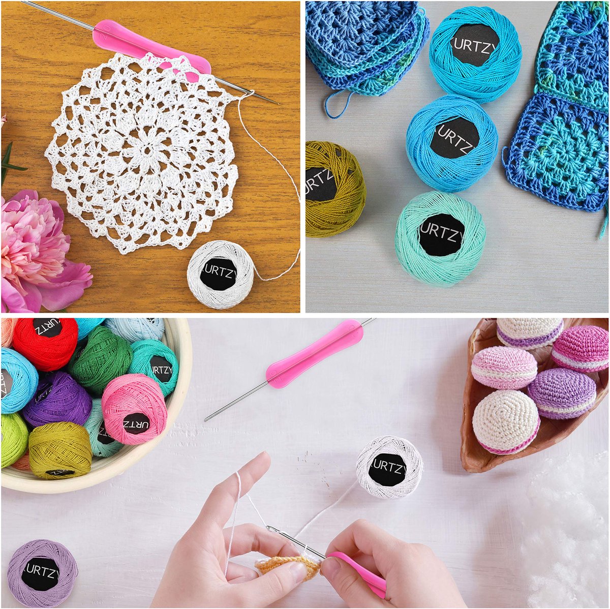 Kurtzy 10 Pièces Fil Coton pour Crochet Coloré - Coton a Crocheter