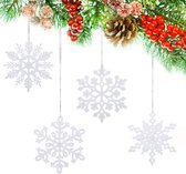 24 sneeuwvlokken decoratie witte kerstdecoratie hangers kerstboomversiering glitter kerstboom Kerstmis