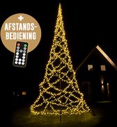 Lumedi - Kerstboom - Vlaggenmast Verlichting - 800cm - 1600 Warm Wit Led Lampjes - Afstandsbediening - Voor Buiten