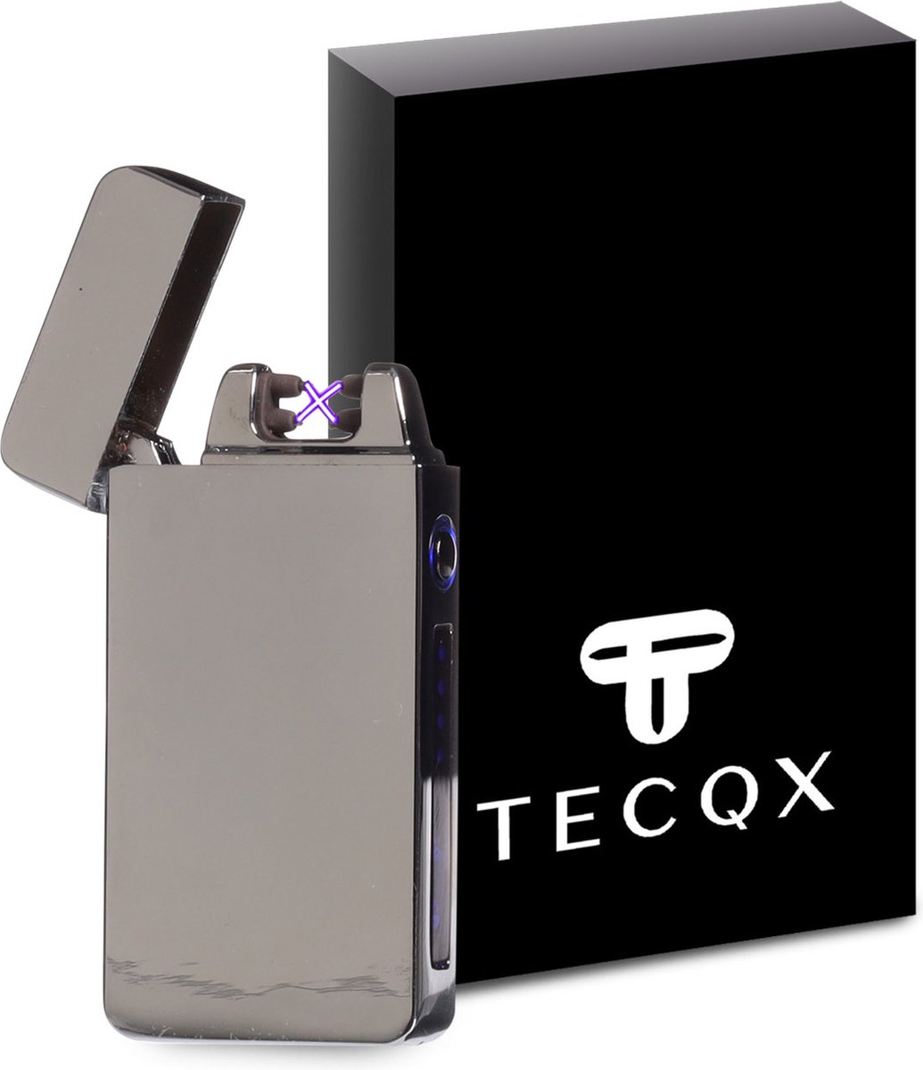 Goedkoopste TECQX Elektrische Plasma Aansteker - USB oplaadbaar - Storm Bestendig - Vuurwerk en sigaretten aansteker - BBQ en Kaarsen - Zilver