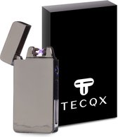 TECQX Elektrische Plasma Aansteker - USB oplaadbaar - Storm Bestendig - Vuurwerk en sigaretten aansteker - BBQ en Kaarsen - Zilver