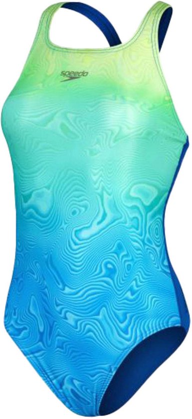 Speedo Club Training Placement Digital Vback badpak - Blauw / Roze