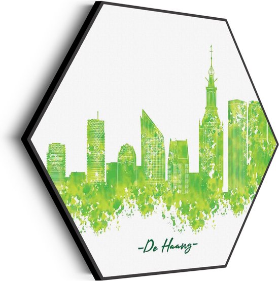 Peinture Acoustique Skyline La Haye Peinture Aquarelle Hexagon Basic L (100 X 86 CM) - Panneau acoustique - Panneaux acoustiques - Décoration murale acoustique - Panneau mural acoustique