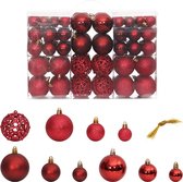The Living Store Kerstballen Set - Wijnrood - 3/4/6 cm - Onbreekbaar - Inclusief Draden - 100st