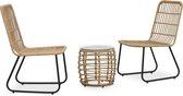 The Living Store Bistroset Poly Rattan - 41.5 x 41.5 cm - Eiken/Zwart/Transparant