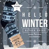 Chausettes thermique en alpaga green-goose ® pour femmes | 2 Paires | Taille 35-39 | Gris-noir | 95 % laine d'alpaga | Merveilleusement chaud et extensible | Cadeau de Noël durable