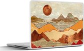 Laptop sticker - 14 inch - Vintage - Krant - Brons - Abstract - Landschap - Kleuren - 32x5x23x5cm - Laptopstickers - Laptop skin - Cover