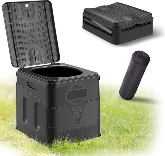 Opvouwbaar Campingtoilet - Draagbaar Droogtoilet Met 20 Zakken, PU Zitting, Mintgroen - Perfect Voor Outdoor 3 miniatura