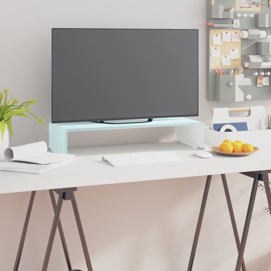 The Living Store TV-meubel - Gehard glas - Verhoging - Groen - 60x25x11cm