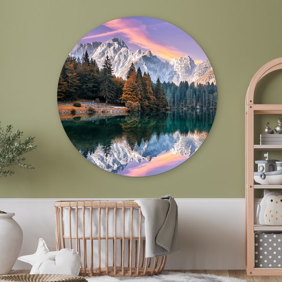 Cercle mural - Nature - Nuages ​​- Arbres - Neige - Décoration murale ronde - Cercle mural - Tableaux ronds - 120x120 cm - Décoration murale - Plastique