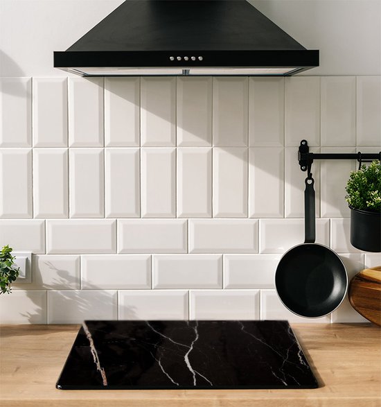 Inductiebeschermer - Marmer Keramiek Zwart - 81.2x52 cm - Inductiebeschermer - Inductie Afdekplaat Kookplaat - Inductie Mat - Anti-Slip - Keuken Decoratie - Keuken Accessoires