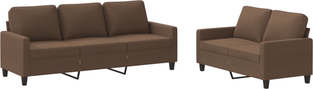 vidaXL - 2-delige - Loungeset - met - kussens - stof - bruin