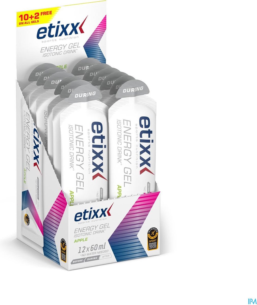 Goedkoopste Etixx Isotonic Drink Energy Gel - Sports Nutrition - Energy Gel - 12X60 ml - Appel - Geen water nodig - Koolhydraatrijk - Vegan