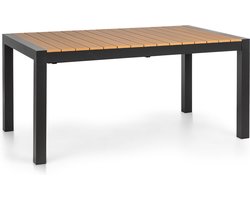 blumfeldt Menorca Expand - Tuintafel, uitschuifbaar, uittrekbaar, aluminium / kunststof houtimitatie, poedercoating, verstelbare poten, tafelblad max.: 213 x 95 cm, licht / teak