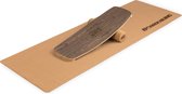 BoarderKING Planche d'intérieur Planche d'équilibre courbe + tapis + rouleau bois / liège - 29 x 15 x 83 cm