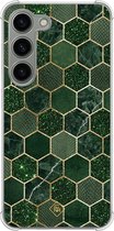 Casimoda® hoesje - Geschikt voor Samsung Galaxy S23 - Kubus Groen - Shockproof case - Extra sterk - Siliconen/TPU - Groen, Transparant