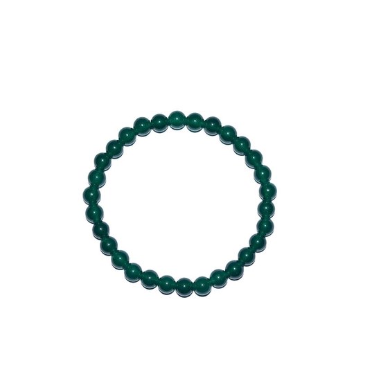 Un bracelet de jade vert uni, composé de perles rondes et brillantes.