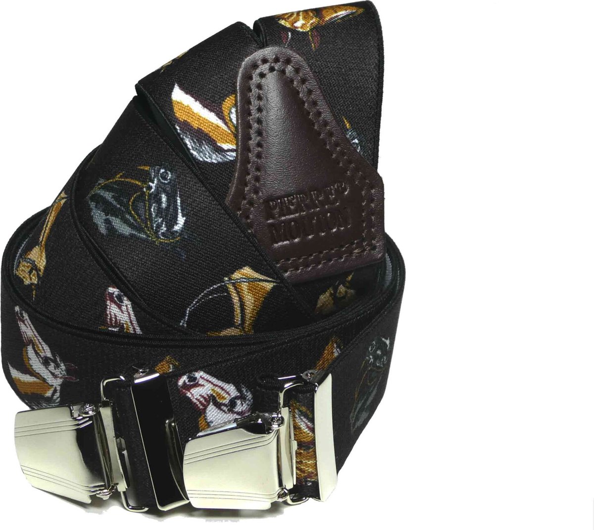 Pierre Mouton Horses Bretel - Bretels - Volwassenen - Heren - Bordeaux - 140cm - 3 brede clips - XL - XXL