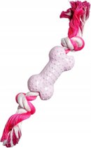 Nobleza speeltouw met bot - Honden speelgoed - Kauwspeelgoed - Hondentouw - Speeltouw hond - Flostouw hond - Rubber speelbot hond - Roze
