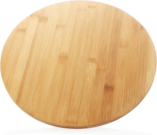 Serveerbord gemaakt van bamboe hout - Draaiend bord voor het serveren van gebak, kaas en snacks, Serveerbord diameter 35 cm (Verpakking van 01 - Draaiend serveerbord 35)