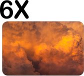 BWK Stevige Placemat - Oranje - Wolken - Lucht - Set van 6 Placemats - 45x30 cm - 1 mm dik Polystyreen - Afneembaar