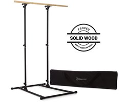 Klarfit T Trix Pull Up Station MultiGym Concept , multifunktionale optrekstang , höhenverstellbar , bis 100 kg , Massive Buche , Stahl , schwarz – geschikt voor thuisfitness en sportschoolgebruik, duurzame constructie, eenvoudig te monteren, ideaal v