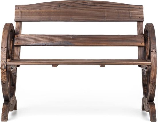 Ammergau tuinbank wagenwiel houten bank 108x65x86cm dennenhout gevlamd