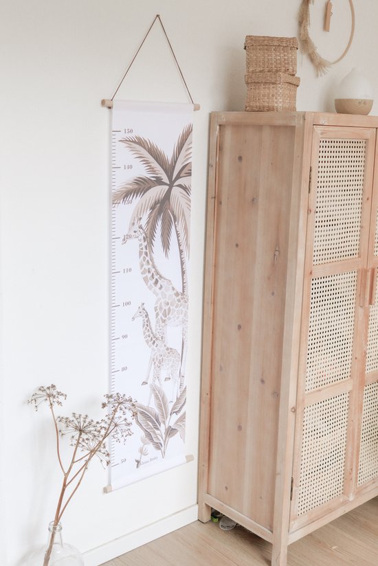 Groeimeter vintage jungle - natural - babykamer - kinderkamer - natuurlijk - dieren - safari - giraf — afbeelding 3