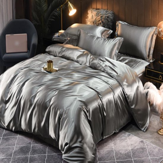 Livano Beddengoed - Housse de couette - Dekbed - Doux - 230 x 220 - Y compris 2x Kussensloop - Argent