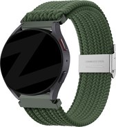 Bandz universeel 20mm gevlochten nylon band geschikt voor Samsung Galaxy Watch Active 1/2 40 & 44mm / Watch 1 42mm / Watch 3 41mm / Gear Sport / Polar Ignite 1-2-3 / Unite / Pacer - Hoogwaardig rekbaar nylon bandje - olijfgroen