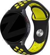 Bandz universeel 20mm sport band 'Deluxe' geschikt voor Samsung Galaxy Watch Active 1/2 40 & 44mm / Watch 1 42mm / Watch 3 41mm / Gear Sport / Polar Ignite 1-2-3 / Unite / Pacer - Hoogwaardig siliconen materiaal - zwart & geel