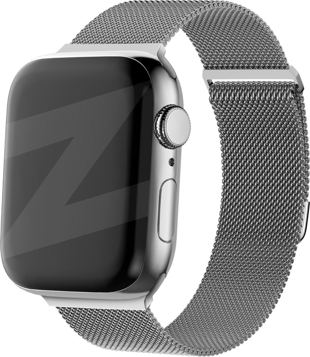 Bandz Milanese loop band geschikt voor Apple Watch 1/2/3/ 4/5/6/8/9/SE - Maat: 38 / 40 / 41 / 42mm - Hoogwaardig gevlochten stalen materiaal smartwatchbandje - Milanees bandje met magneetsluiting - zilver Milanees Apple Watch bandje