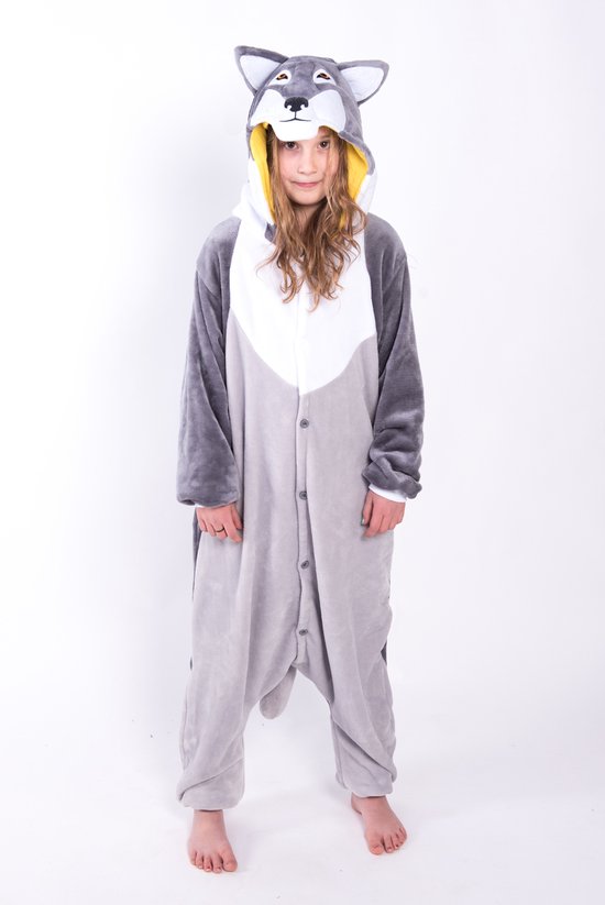 KIMU Onesie Wolf Husky Suit Grijs - Taille 74-80 - Dog Wolf Suit Combinaison Pyjama