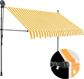 vidaXL - Luifel - handmatig - uitschuifbaar - met - LED - 250 - cm - wit - en - oranje
