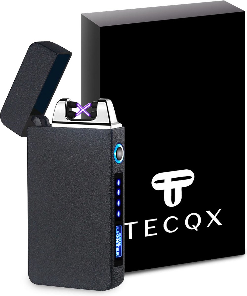 Goedkoopste TECQX Elektrische Plasma Aansteker - USB oplaadbaar - Storm Bestendig - Vuurwerk en sigaretten aansteker - BBQ en Kaarsen - Matt Zwart