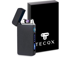 TECQX Elektrische Plasma Aansteker - USB oplaadbaar - Storm Bestendig - Vuurwerk en sigaretten aansteker - BBQ en Kaarsen - Matt Zwart