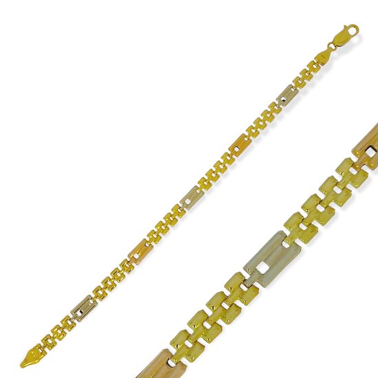 Drie Kleuren Gouden Armband Dames 18.5 cm 14 karaats