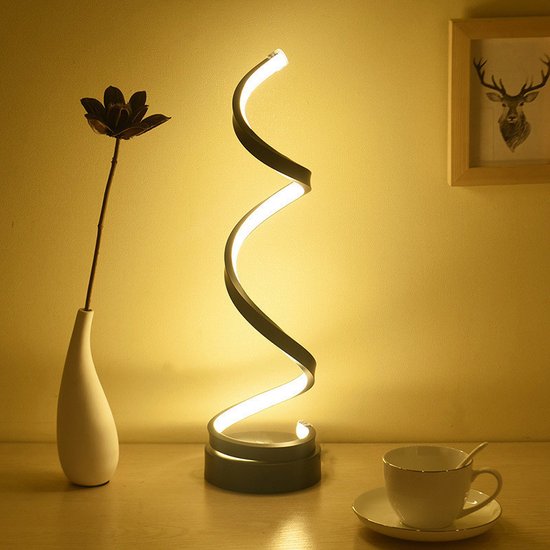 Elegantie verlicht- Dimbare LED Tafellamp met Spiraalvormig Design - Perfect voor Elk Interieur-Duurzaam, Stijlvol, Aanpasbaar- zwart