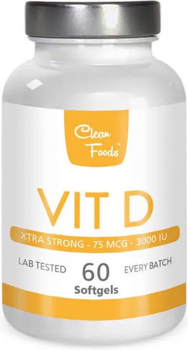 Goedkoopste Clean Foods | Vitamine D3 75mcg 3000IU | 60 Softgels | 1 x 60 softgels