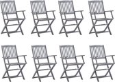The Living Store Ensemble de chaises pliantes en bois d'acacia - 54x57x91 cm - Gris délavé