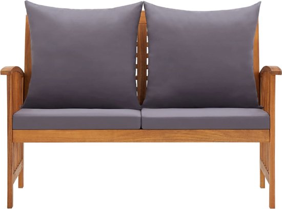 The Living Store Banc de jardin en bois d'acacia - 119 x 67 x 83 cm - Élégant et durable - Coussins inclus