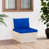 The Living Store Tuinmiddenbank Hout - 60 x 60 x 65 cm - Blauw Kussen