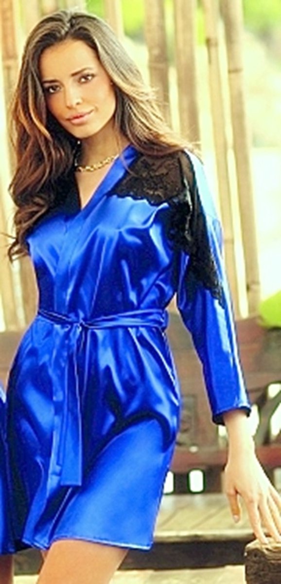 Giselle van DKaren | blauwe kimono | kwaliteit satijn | maten: S- 2XL | L