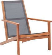 The Living Store Chaise longue - Grijs - Bois d'eucalyptus Massief - 64 x 92 x 83 cm