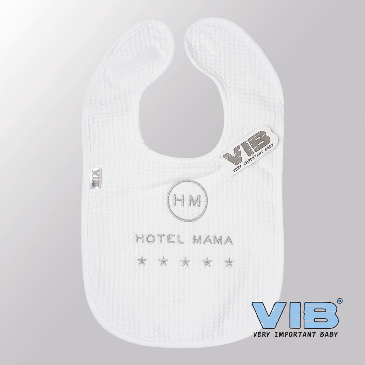Goedkoopste VIB® - Slabbetje Luxe velours - Hotel Mama 5 sterren (Wit) - Babykleertjes - Slabbetjes - zwangerschap aankondiging - baby aankondiging