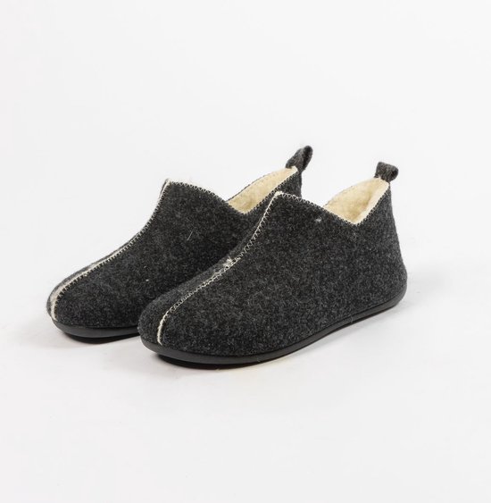 Manfield - Femme - Chaussons gris foncé - Taille 36