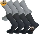 Medische sokken - 100% katoen - 8 paar - Maat 43/46 - Grijs en Zwart