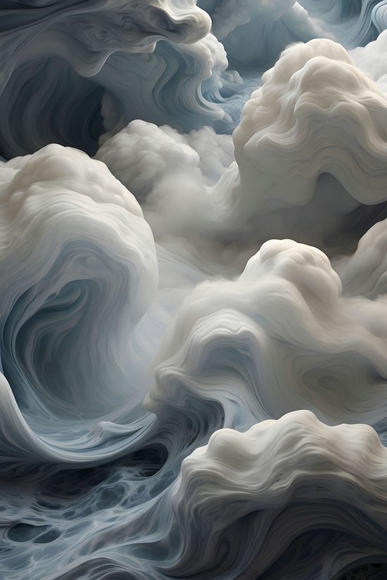 Poster Wolken | Abstracte Wolken | Poster Abstract | Natuurposter | Poster Lucht | 61x91cm | Wanddecoratie | Muurposter | MT | Geschikt om in te lijsten